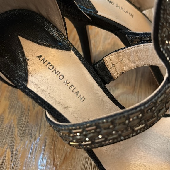 ANTONIO MELANI Black Heels Intricate Design sequin goth whimsigoth halloween - Picture 6 of 6